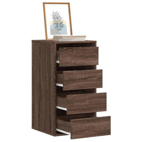 Kommode til hjørne 40x41x76cm konstrueret træ brun egetræsfarve
