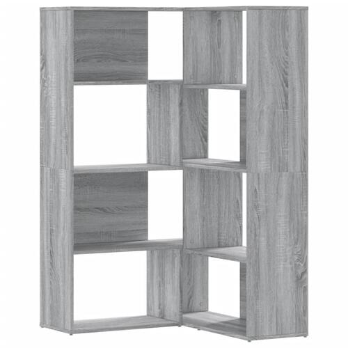 Bogreol til hjørne 85x85x140 cm 4 hylder konstrueret træ