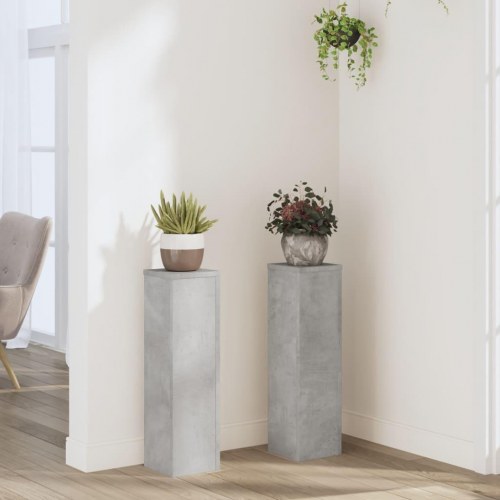 Plantestativer 2 stk. 17×17×60 cm i konstrueret træ - betongrå
