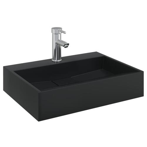 Håndvask 50x38x11 cm mineralstøbt/marmorstøbt matsort