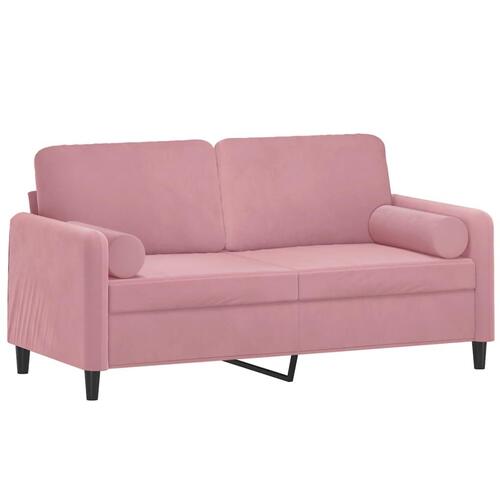 2-personers sofa med pyntepuder 140 cm velour pink