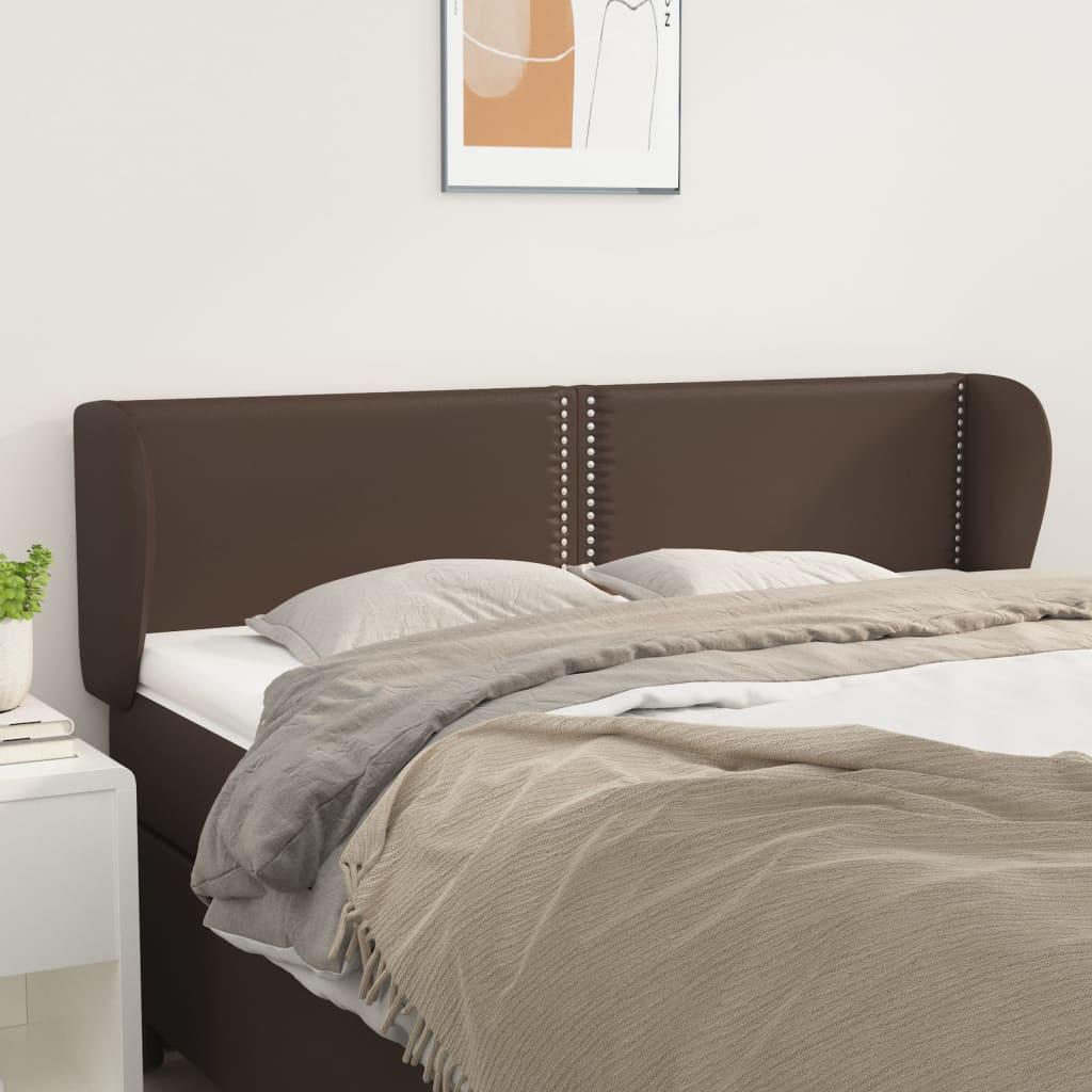 Sengegavl med kanter 147x23x78/88 cm kunstlæder brun