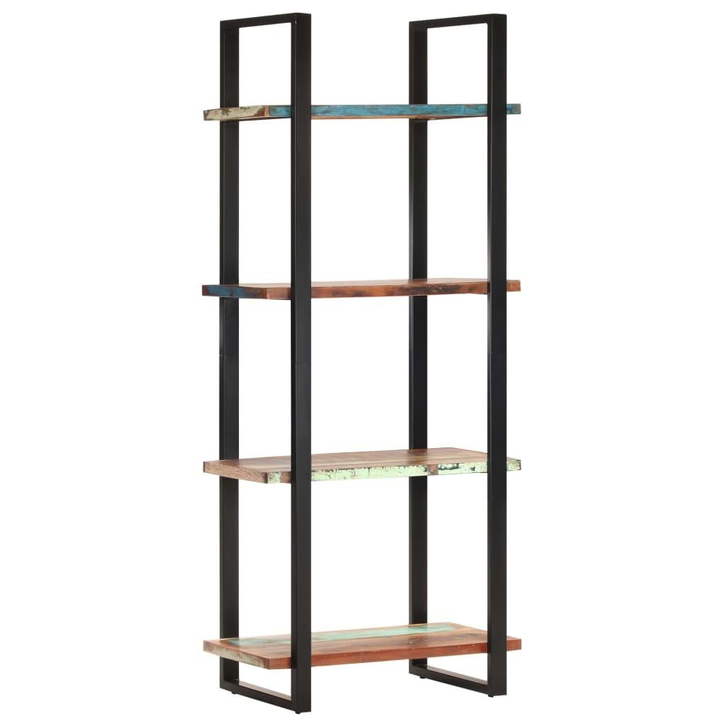 Bogreol med 4 hylder 80x40x180 cm massivt genbrugstræ