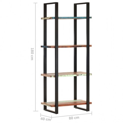 Bogreol med 4 hylder 80x40x180 cm massivt genbrugstræ