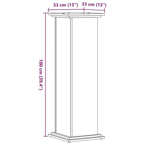Plantestativ 33x33x100 cm konstrueret træ brun egetræsfarve