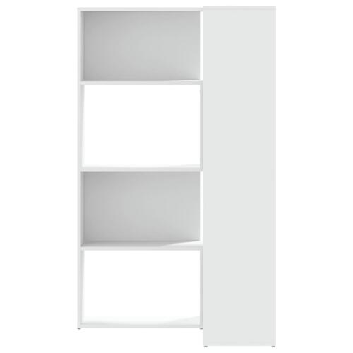 Bogreol til hjørne 85x85x140 cm 4 hylder konstrueret træ hvid