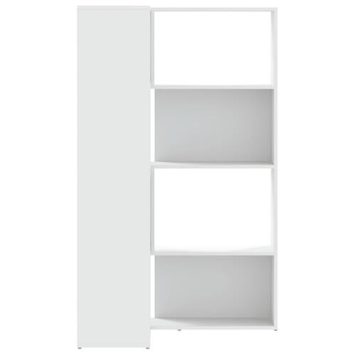 Bogreol til hjørne 85x85x140 cm 4 hylder konstrueret træ hvid