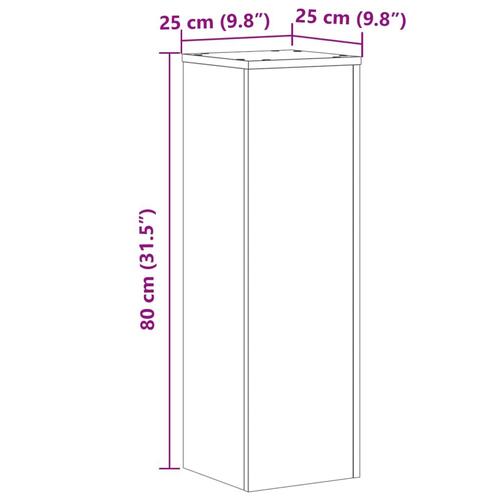 Plantestativer 2 stk. 25x25x80 cm konstrueret træ egetræsfarvet