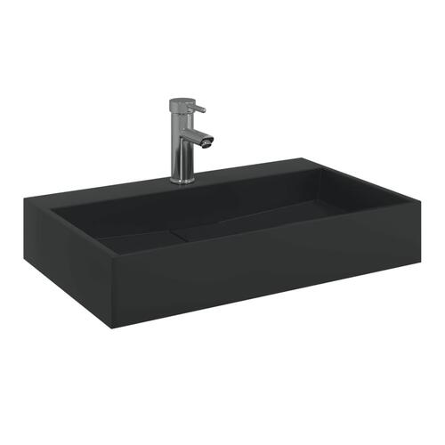 Håndvask 60x38x11 cm mineralstøbt/marmorstøbt matsort