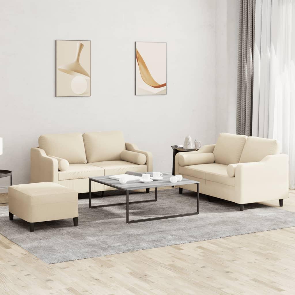 3 personers sofa med puder stof cremefarvet