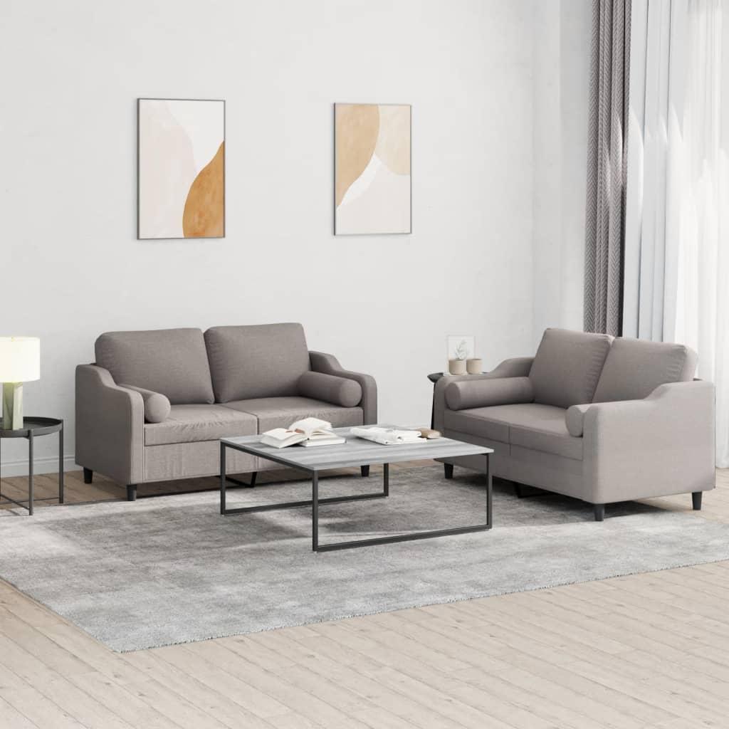 2 personers sofa med puder stof gråbrun