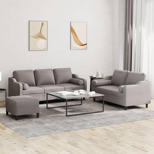 3 personers sofa med puder stof gråbrun