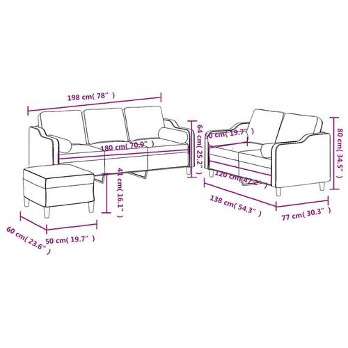 3 personers sofa med puder stof gråbrun