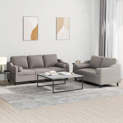 2 personers sofa med puder stof gråbrun