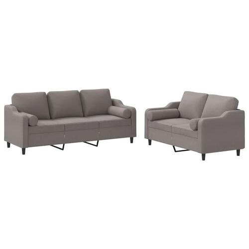 2 personers sofa med puder stof gråbrun