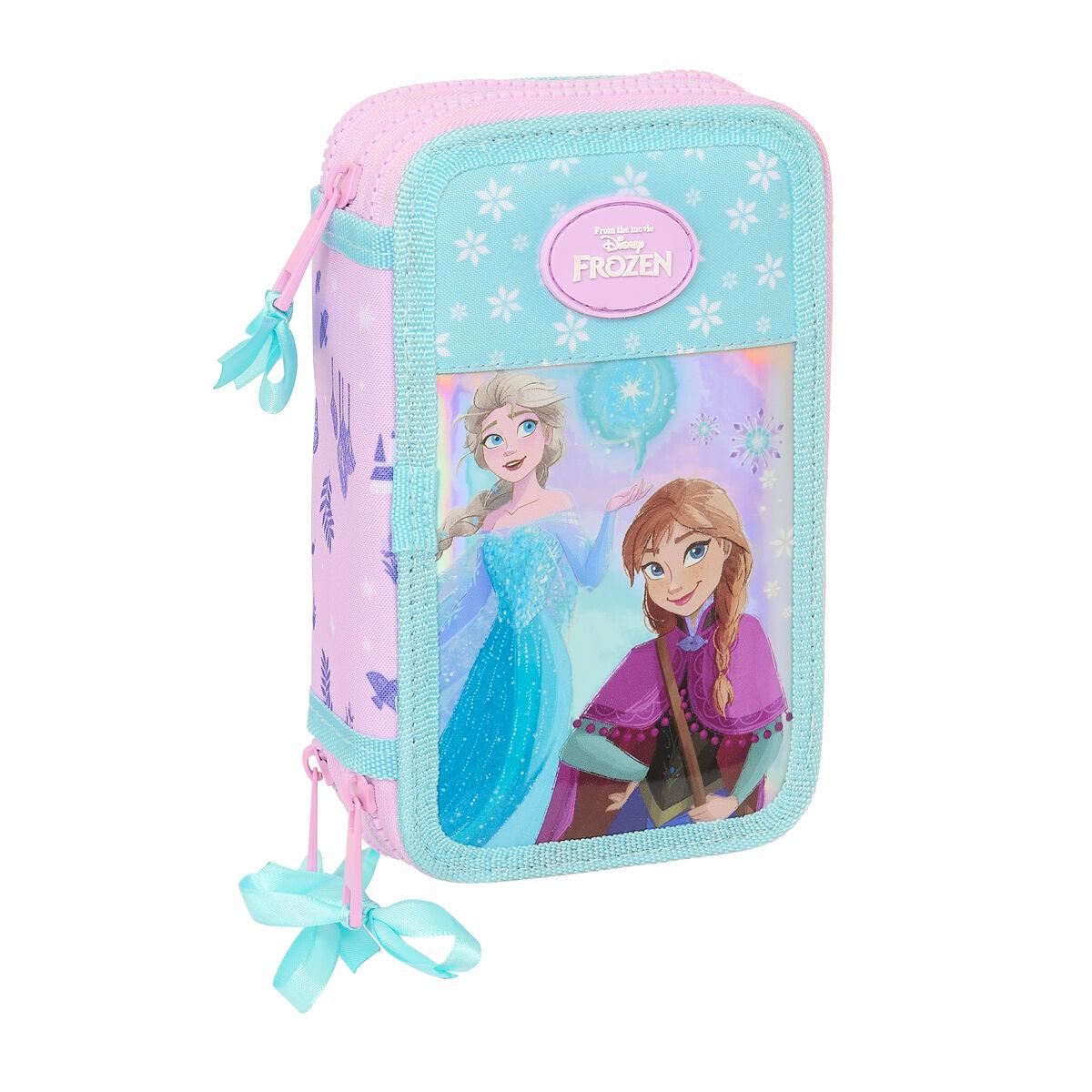 Frozen tredobbelt penalhus - Cool Days, violet/himmelblå, 12,5 × 19,5 × 5,5 cm, 36 dele billede