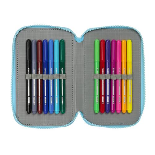 Tredobbelt Penalhus Bluey Himmelblå 12,5 x 19,5 x 5,5 cm 36 Dele
