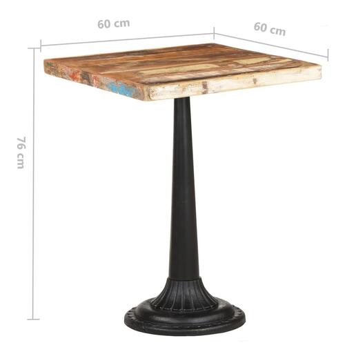 Bistrobord 60x60x76 cm massivt genbrugstræ