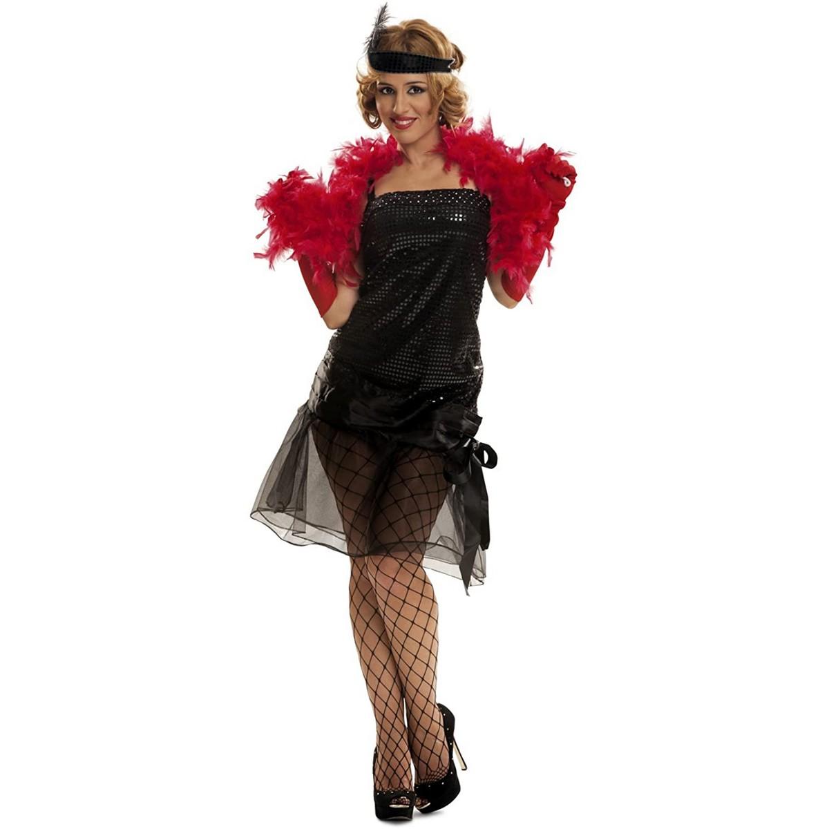 Kostume til voksne showgirl - sort M/L