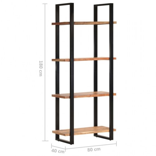 Bogreol med 4 hylder 80x40x180 cm massivt akacietræ