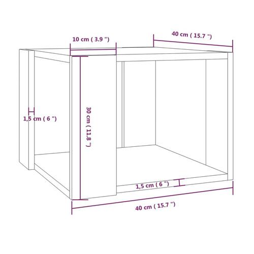 Sofabord 40x40x30 cm konstrueret træ røget egetræsfarve