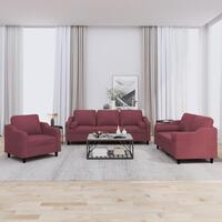 3 personers sofa med puder stof vinrød