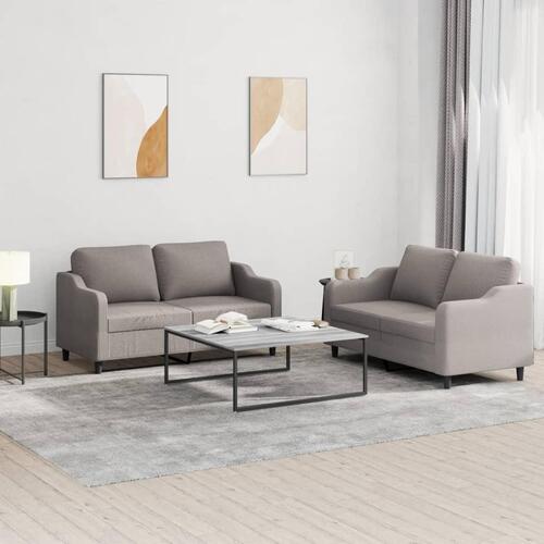 2 personers sofa med hynder stof gråbrun