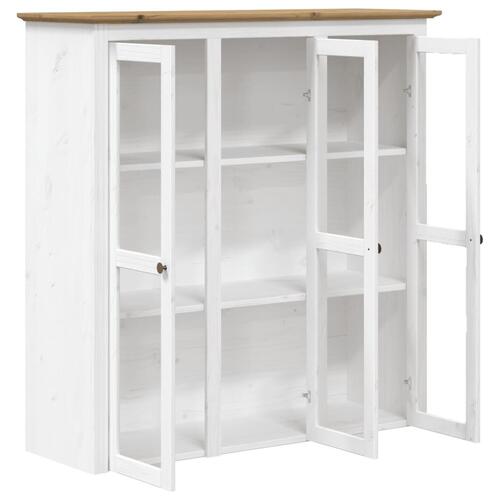 Skænk BODO 115,5x43x200,5 cm massivt fyrretræ hvid og brun