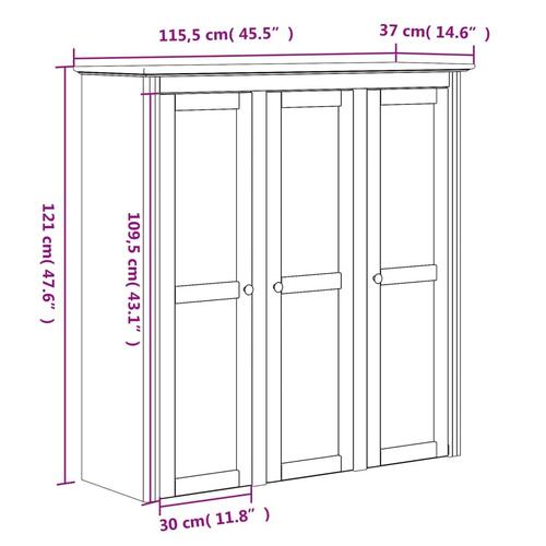 Skænk BODO 115,5x43x200,5 cm massivt fyrretræ hvid og brun