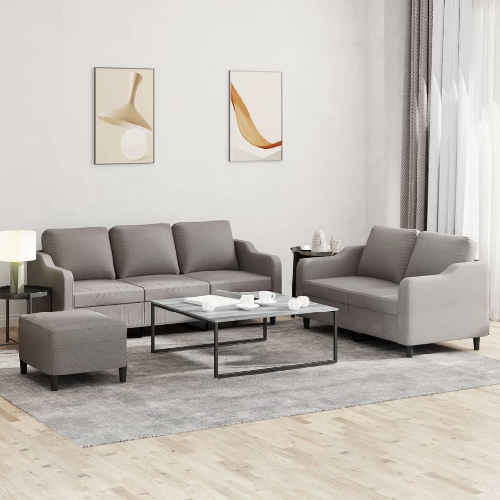 3 personers sofa med hynder stof gråbrun