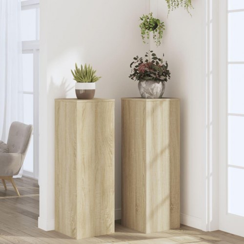 Plantestativer 2 stk. - 33×33×100 cm i konstrueret træ, sonoma-eg