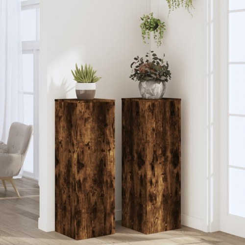 Plantestativer i konstrueret træ - 2 stk., 33×33×100 cm, røget eg