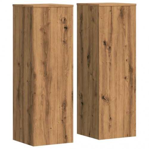 Plantestativer sæt á 2 - 33×33×100 cm i konstrueret træ, egetræsfarve