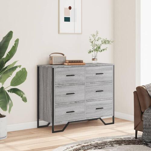Kommode 91x35,5x74,5 cm konstrueret træ sonoma-eg