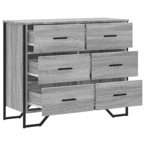 Kommode 91x35,5x74,5 cm konstrueret træ sonoma-eg