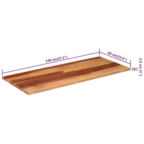 Bordplade 140x60x(2,5-2,7) cm massivt akacietræ