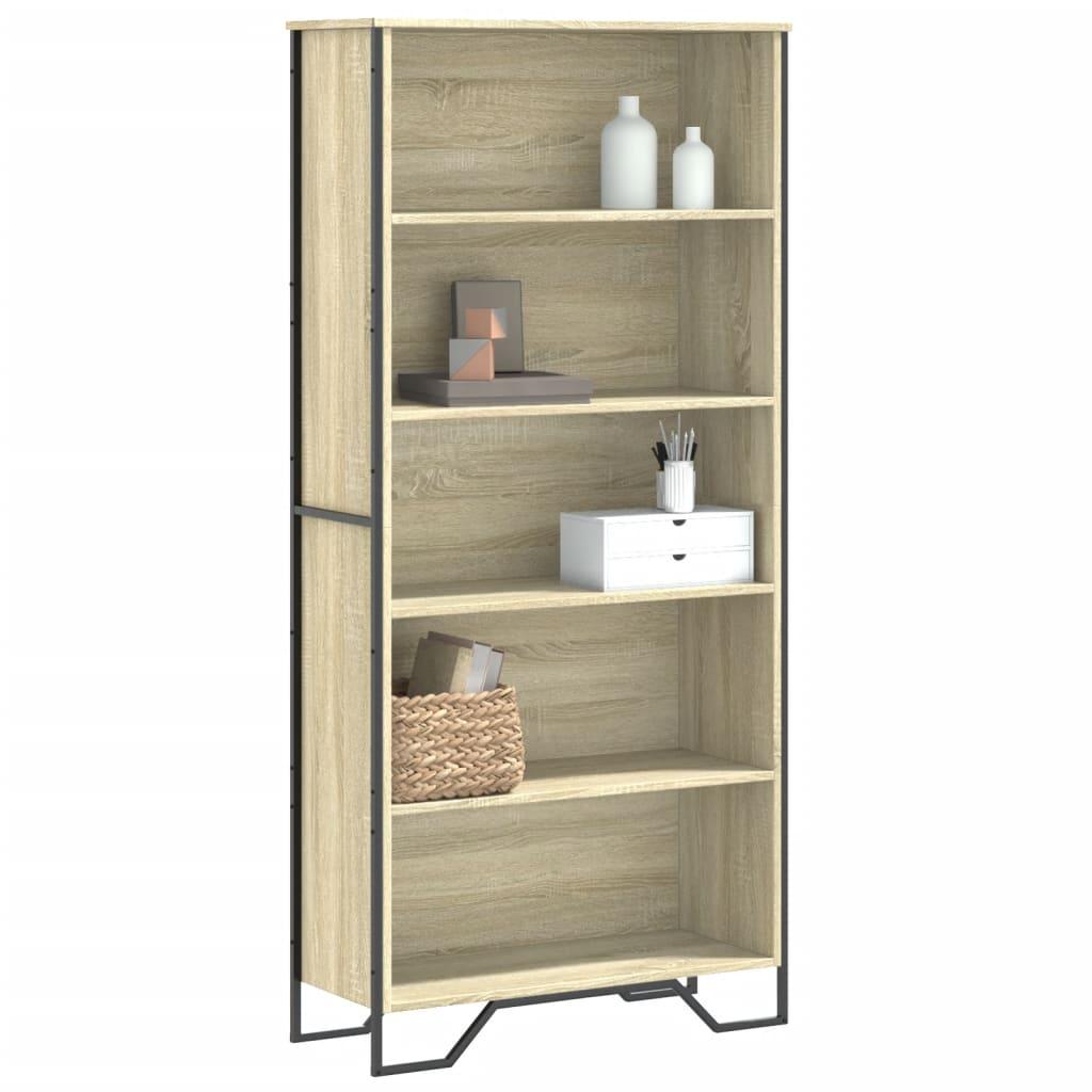 Bogreol 80x31x169 cm konstrueret træ sonoma-eg