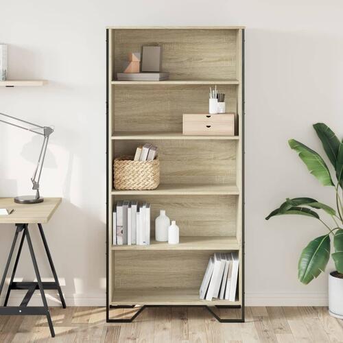 Bogreol 80x31x169 cm konstrueret træ sonoma-eg