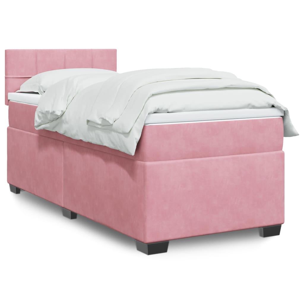 Kontinentalseng med madras 90x190 cm fløjl pink billede