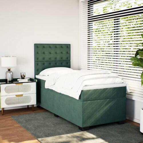 Kontinentalseng med madras 80x200 cm fløjl mørkegrøn