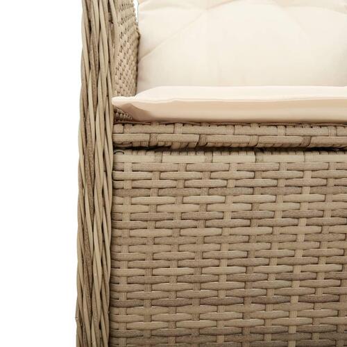 Bistrosæt til haven 3 dele med hynder polyrattan beige