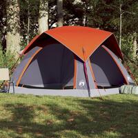 4-personers campingtelt vandafvisende grå og orange