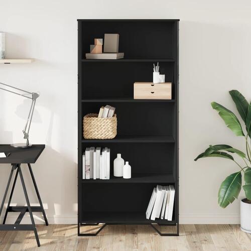 Bogreol 80x31x169 cm konstrueret træ sort