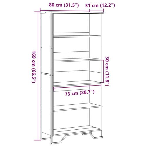 Bogreol 80x31x169 cm konstrueret træ sort