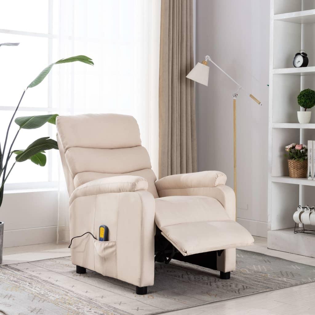 Massagestol stof cremefarvet