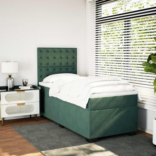 Kontinentalseng med madras 80x200 cm fløjl mørkegrøn