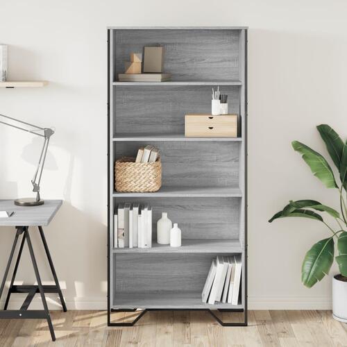 Bogreol 80x31x169 cm konstrueret træ grå sonoma-eg