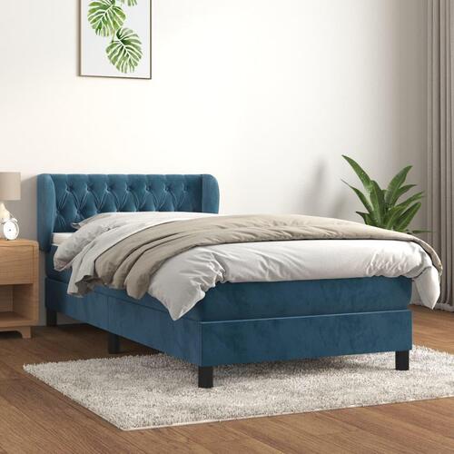 Kontinentalseng med madras 90x200 cm fløjl mørkeblå
