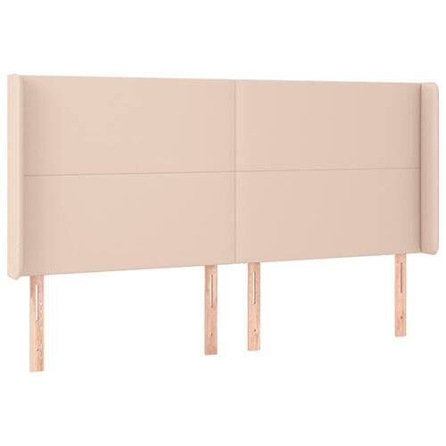 Sengegavl med LED-lys 163x16x118/128 cm kunstlæder cappuccino