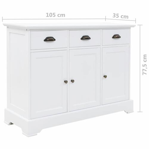 Skænk med 3 låger 105x35x77,5 cm MDF og fyrretræ